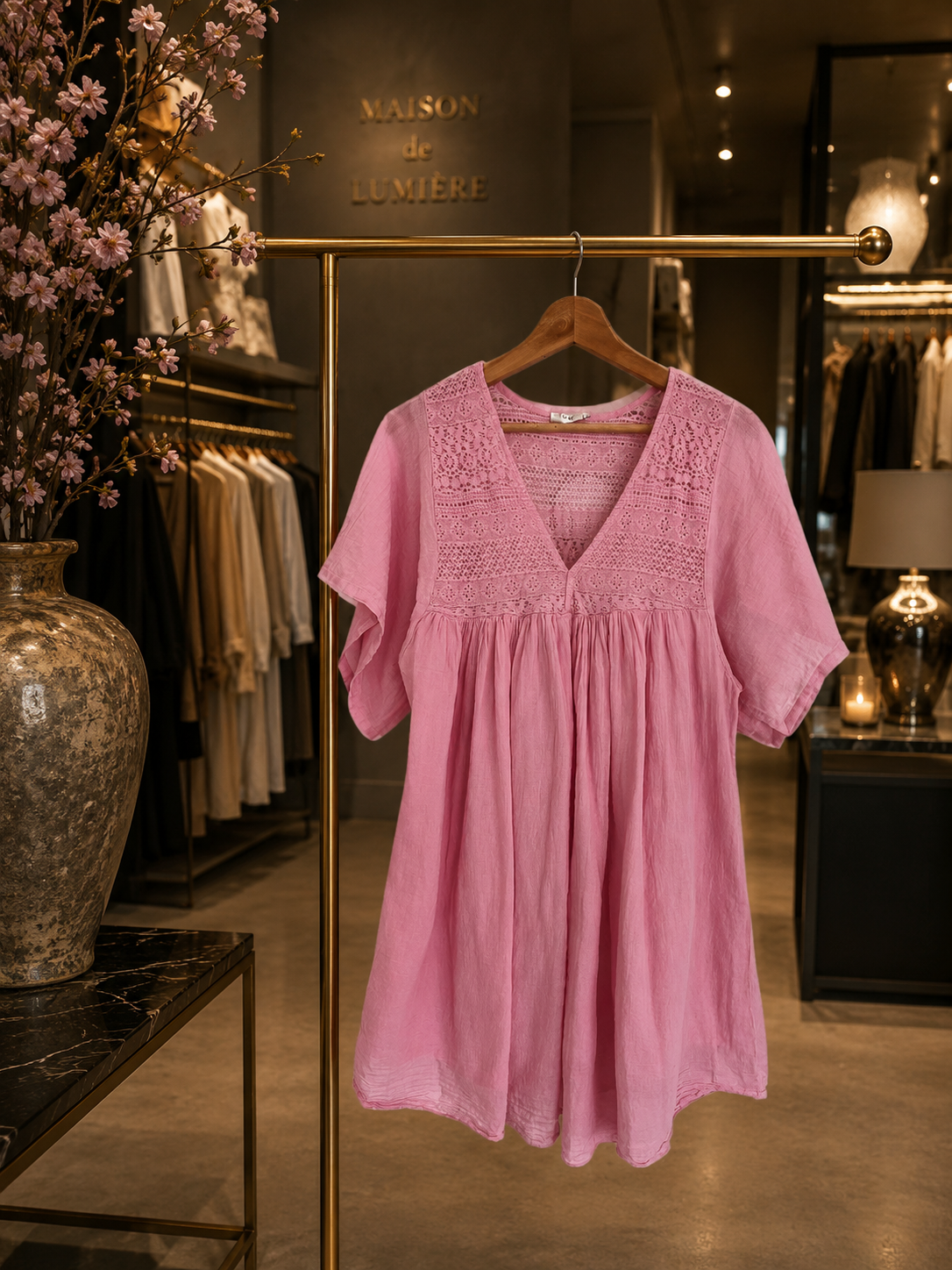 Jurkje broderie pink