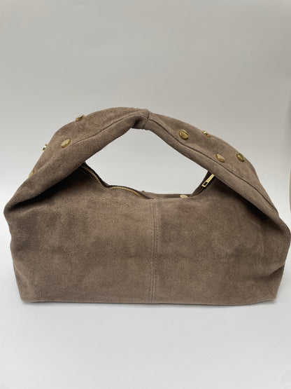 Suède tas met studs taupe