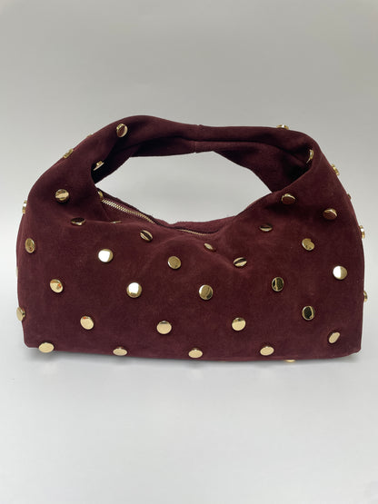 Suede bag with studs burgundy