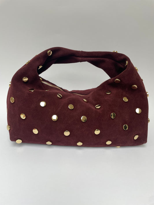 Suede bag with studs burgundy
