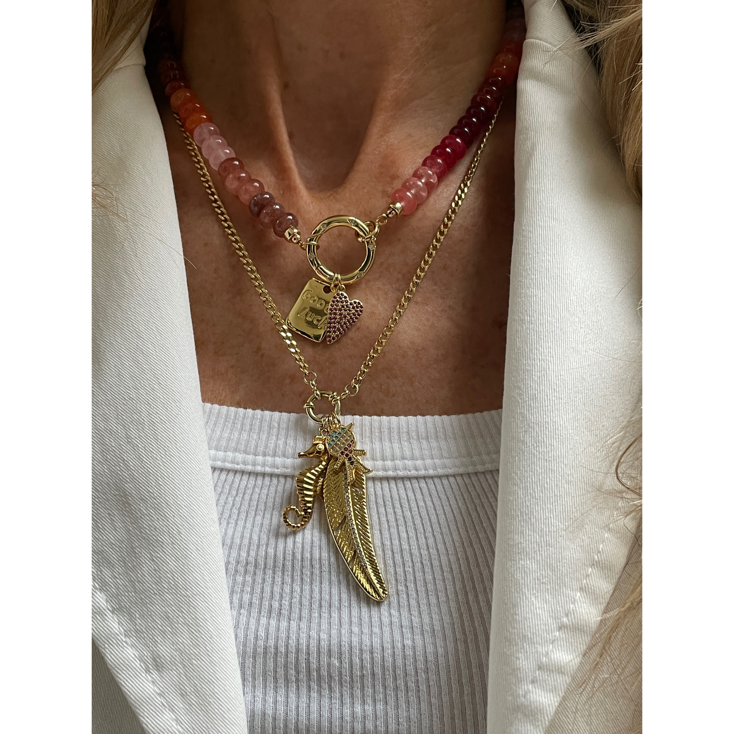 Connettore tondo con pietre di zirconia