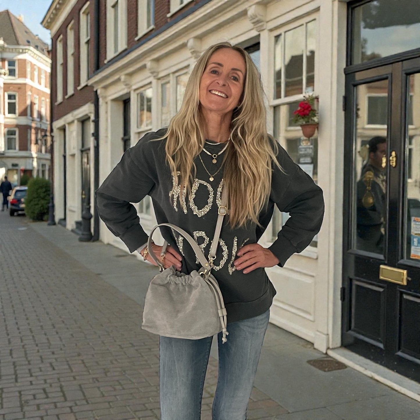 Suède tas met trekkoord